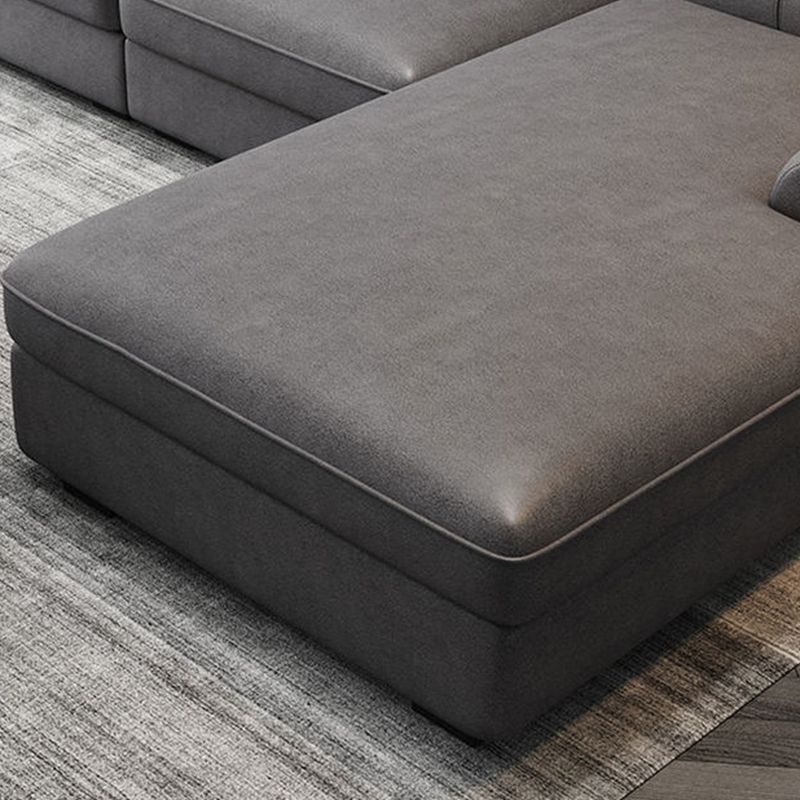 Faux Leather Cushion Back Sectional with Pillow Top Arm for Four People Clearhalo 'Furniture' 'furniture_sectionals' 'Living Room Furniture' 'Sectionals' 1200x1200_74d2e107-b081-4b5c-9013-a36d7928afb8