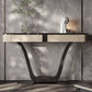 Half Moon Shape Contemporary Console Table Black/White Stone Console Sofa Table