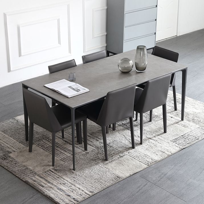 Industrial Style Home Sintered Stone Dining Table Metallic Base Rectangle Table Clearhalo ' dining_table' 'Dining Tables & Seating' 'Dining Tables' 'furn' 'furn_dining_table' 'Furniture' 'furniture_dining_table' 'Kitchen & Dining Furniture' 'kitchen&dining_furn' 'kitchen' 'kitchen_dining_table' 1200x1200_74d3e4a2-6619-402f-a154-89334db9b8ef