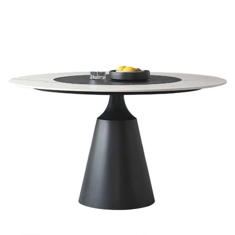 Modern Round Pub Table Stone Top Black Base Pedestal Casual Dining Table Clearhalo 'Dining Tables & Seating' 'Dining Tables' 'dining_table' 'furn' 'furn_dining_table' 'Furniture' 'Kitchen & Dining Furniture' 1200x1200_74d5ad35-67e4-4e35-8480-a193df7eef59