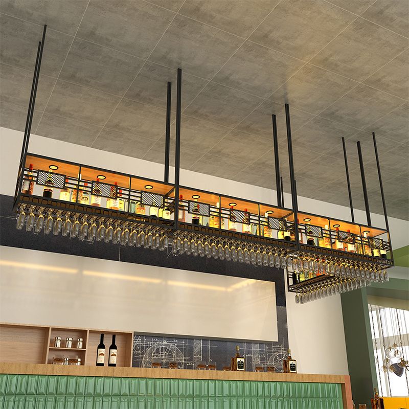 Porta del vino sospeso contemporaneo con supporto di vetro e scaffale