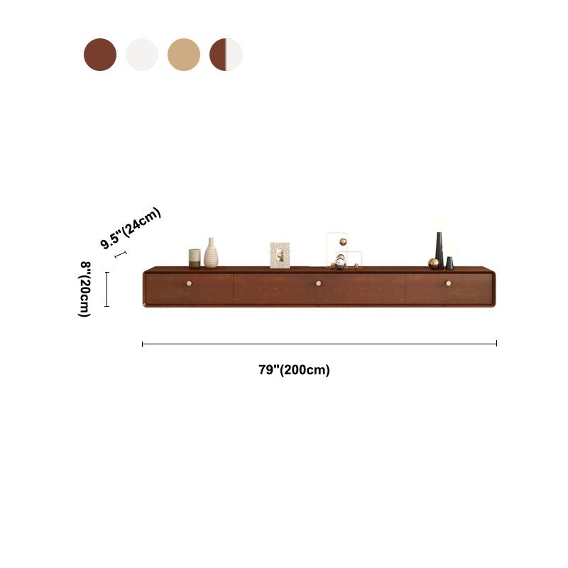 Consola de televisión moderna montada en la pared de soporte de televisión de madera maciza con cajones y puertas