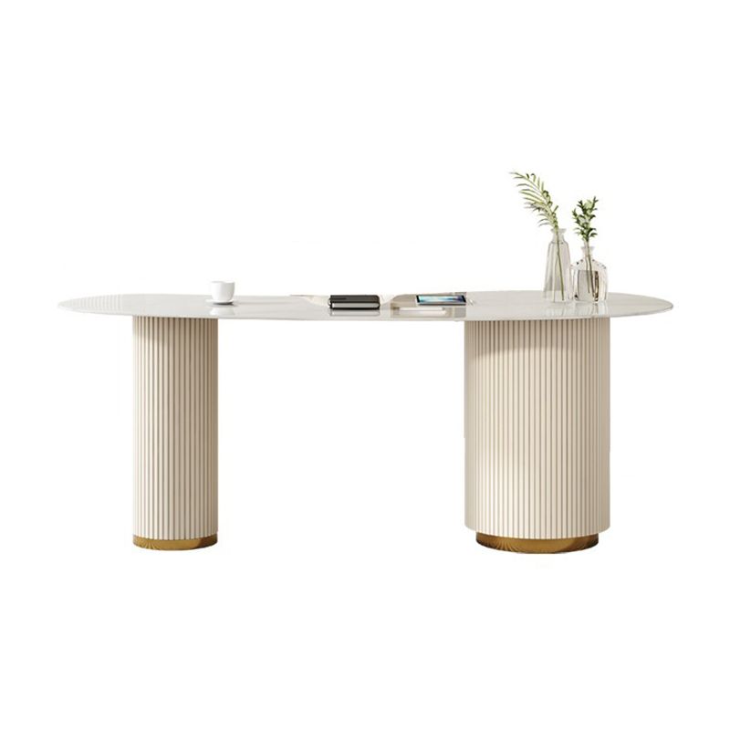 Bureau de bureau en pierre moderne 3 tiroirs 29,53 "Tableau d'écriture avec base de piédestal