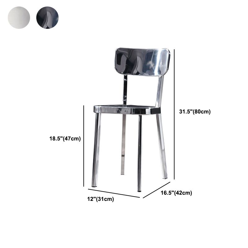 Silver Industrial Dining Chairs Stainless Steel Armless Dining Side Chair