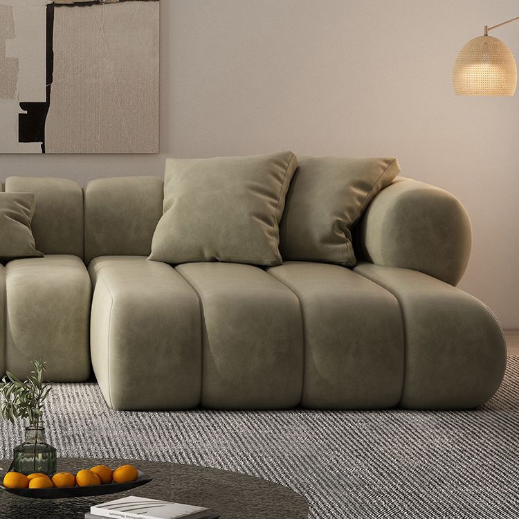Scandinavian Green Sofa with Tuxedo Arm and Sewn Pillow Back Clearhalo 'furn' 'furn_sectionals' 'Furniture' 'furniture_sectionals' 'kitchen' 'kitchen_sectionals' 'Living Room Furniture' 'Sectionals' 1200x1200_74da6dcb-02a0-470d-9513-12db8805201a