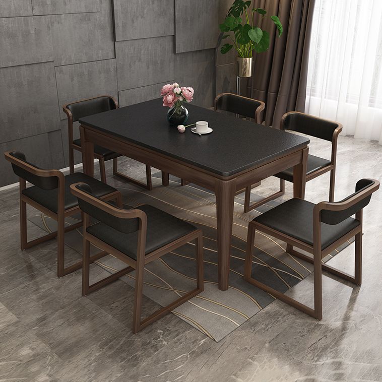 Sintered Stone Dining Table Mid-Century Modern Style 4 Legs Base Table for Dining Room Clearhalo ' dining_table' 'Dining Tables & Seating' 'Dining Tables' 'furn' 'furn_dining_table' 'Furniture' 'furniture_dining_table' 'Kitchen & Dining Furniture' 'kitchen&dining_furn' 'kitchen' 'kitchen_dining_table' 1200x1200_74da7470-1dfc-46e3-9610-69101cebd384