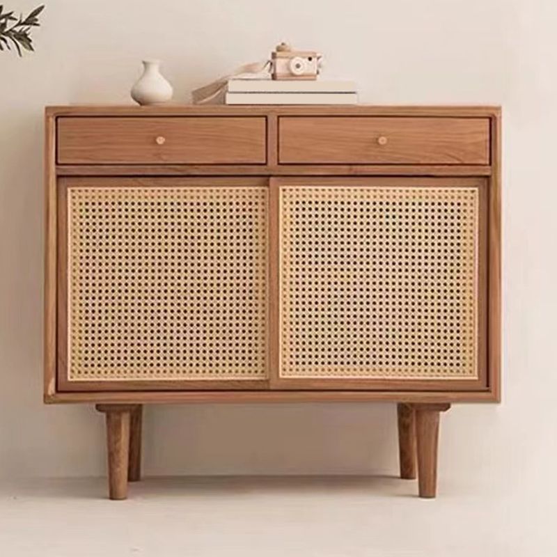 Contemporary 31.5"all Natural Wooden Cabinet, Rectangle Accent Cabinet with Drawers