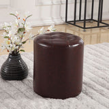 Round Genuine Leather Ottoman Standard Tufted Plain Water Resistant Modern Ottoman