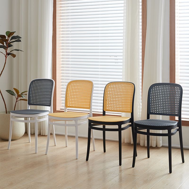 Contemporary Indoor Plastic Open Back Stackable Dining Side Chair Clearhalo 'Dining Chairs' 'Dining Tables & Seating' 'dining_chair' 'furn' 'furn_dining_chair' 'Furniture' 'Kitchen & Dining Furniture' 1200x1200_74dbaf8a-edc9-4589-8bc3-d231dfd6f149