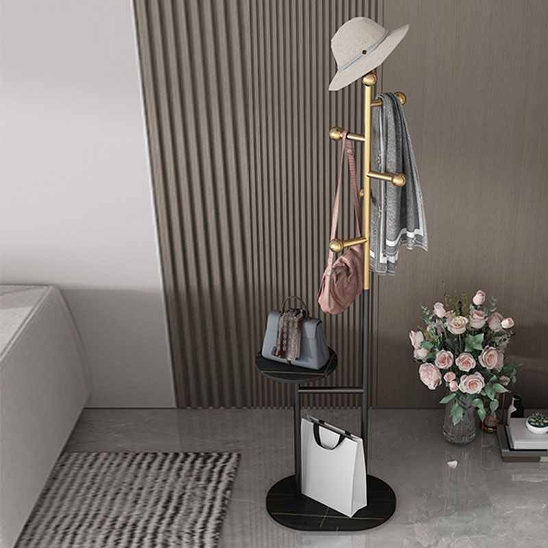 Contemporary Hall Tree Free Metal Coat Hooks Coat Rack with Storage Shelving Clearhalo 'Entry & Mudroom Furniture' 'furn' 'furn_hall_tree_coat_racks' 'Furniture' 'Hall Trees & Coat Racks' 'hall_tree_coat_racks' 1200x1200_74dd0823-d930-4023-8542-54c250cf4a89