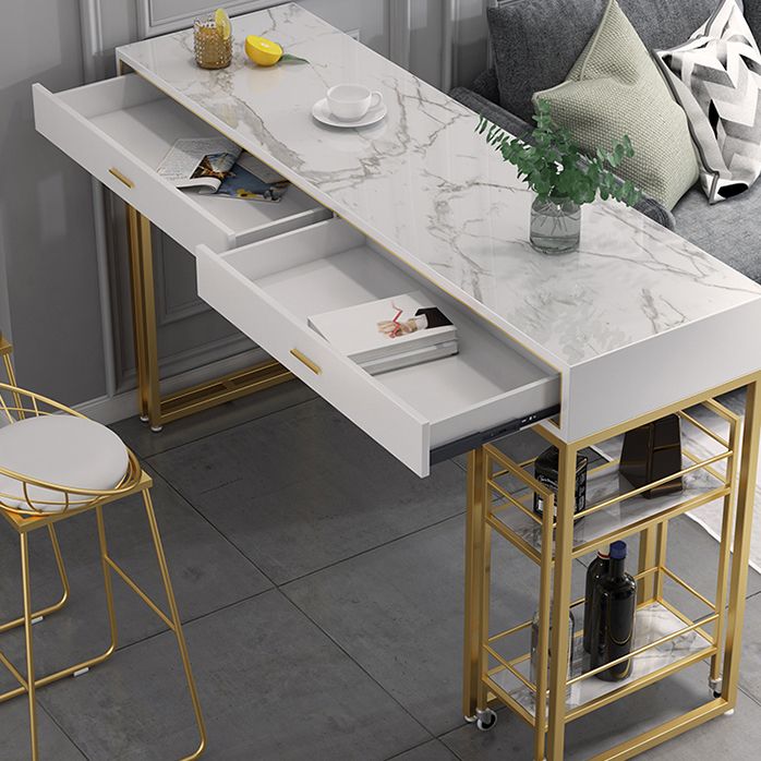 Glam Gold Metal Bar Height Pub Table Rectangle Sled Pub Height Dining Table Clearhalo 'Bar Furniture' 'Bar Tables' 'bar_tables' 'furn' 'furn_bar_tables' 'Furniture' 'furniture_bar_tables' 'Kitchen & Dining Furniture' 'kitchen&dining_furn' 'kitchen' 1200x1200_74dd29ec-045e-4075-9389-89faecd3d15b