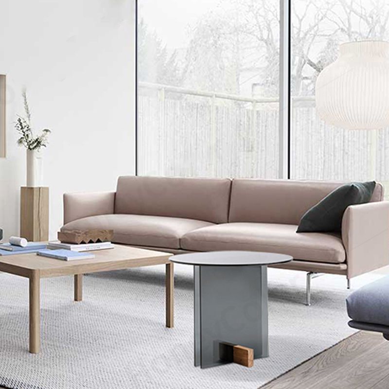 Contemporary Glass Top Abstract Round Living Room Side End Table