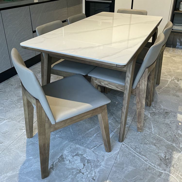 Ash Wood Frame Dinette Table Modern Rectangle Dining Table for Home Clearhalo 'Dining Tables & Seating' 'Dining Tables' 'dining_table' 'furn' 'furn_dining_table' 'Furniture' 'Kitchen & Dining Furniture' 1200x1200_74ddf6e4-b9ce-4511-af23-994df10d14c2