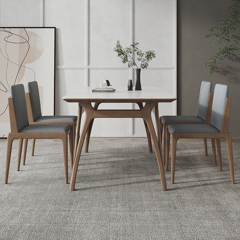 Sintered Stone Rectangle Dining Table White Stone Top Table with Wooden Base and 4 Legs Clearhalo ' dining_table' 'Dining Tables & Seating' 'Dining Tables' 'furn' 'furn_dining_table' 'Furniture' 'furniture_dining_table' 'Kitchen & Dining Furniture' 'kitchen&dining_furn' 'kitchen' 'kitchen_dining_table' 1200x1200_74e01de1-2630-4e63-abbe-9c2a98de94de