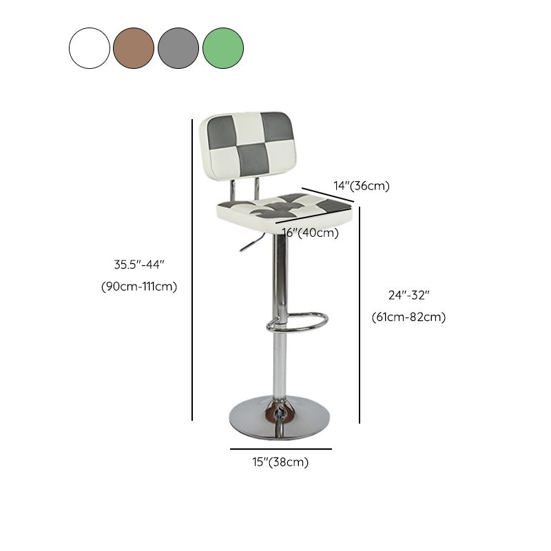 Modern Adjustable Backrest Counter High Stool with Leather Cushion