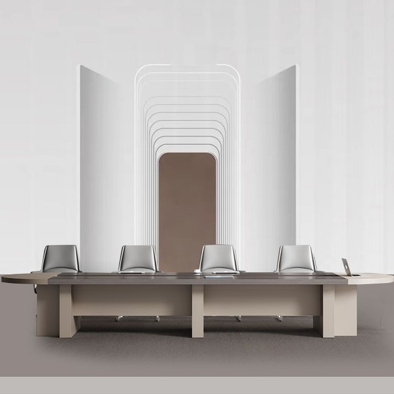 Modern Grey Writing Desk Office Oval Writing Desk with Hutch Clearhalo 'furn' 'furn_office_desk' 'Furniture' 'Office Desks' 'Office Furniture' 'office_desk' 1200x1200_74e50350-50bc-496f-8880-4dfe508c255e