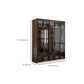 Modern Freestanding Wardrobe Armoire Tempered Glass Doors Wardrobe with Shelves