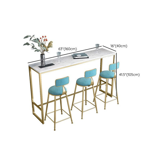 Tavolo moderno a barre a barre in falsa tavolo da pub in marmo in finto con base d'oro