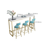 Modern Bar-height Table Faux Marble Top Pub Table with Gold Base