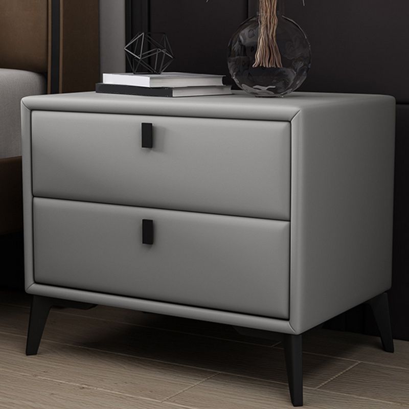 Leather Top Nightstand with 4 Legs Glam Night Table with Drawer Clearhalo 'Bedroom Furniture' 'furn' 'furn_night_stand' 'Furniture' 'night_stand' 'Nightstands' 1200x1200_74e6f7b2-a79e-41b6-bb6f-95f91912412f