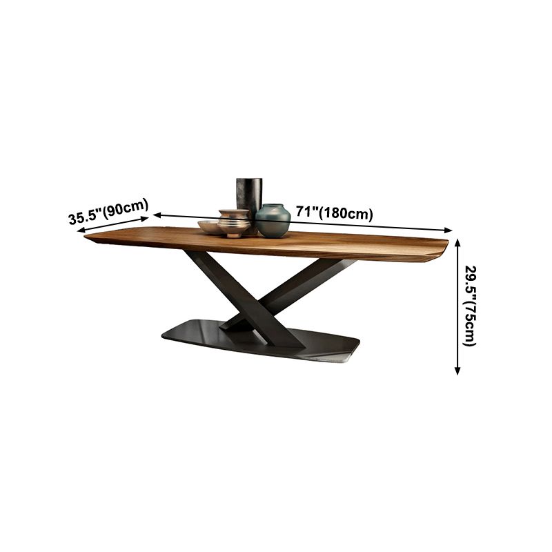 Industrial Solid Wood Table for Restaurant Rectangle Dining Table with Metal Pedestal Clearhalo ' dining_table' 'Dining Tables & Seating' 'Dining Tables' 'furn' 'furn_dining_table' 'Furniture' 'furniture_dining_table' 'Kitchen & Dining Furniture' 'kitchen&dining_furn' 'kitchen' 'kitchen_dining_table' 1200x1200_74e71586-f160-4c09-a358-5248ffbcbdb7