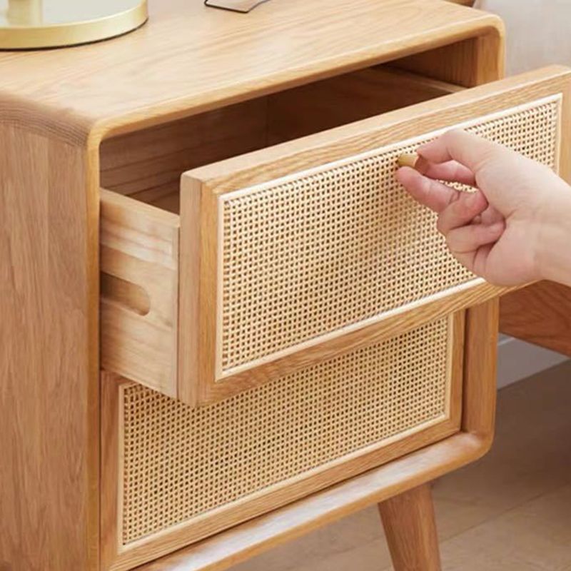 Mesa de noche de acento contemporáneo 21.26 "Alto 2 cajones de cama Nightsand