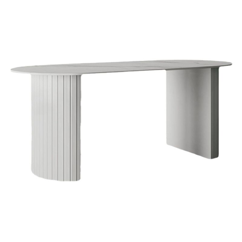 White Two Base Dining Table Modern White Stone Top Dining Table for Living Room Clearhalo 'Dining Tables & Seating' 'Dining Tables' 'dining_table' 'furn' 'furn_dining_table' 'Furniture' 'furniture_dining_table' 'Kitchen & Dining Furniture' 1200x1200_74ecc06d-ed20-4361-bcb2-e0ca5e4a9ee5