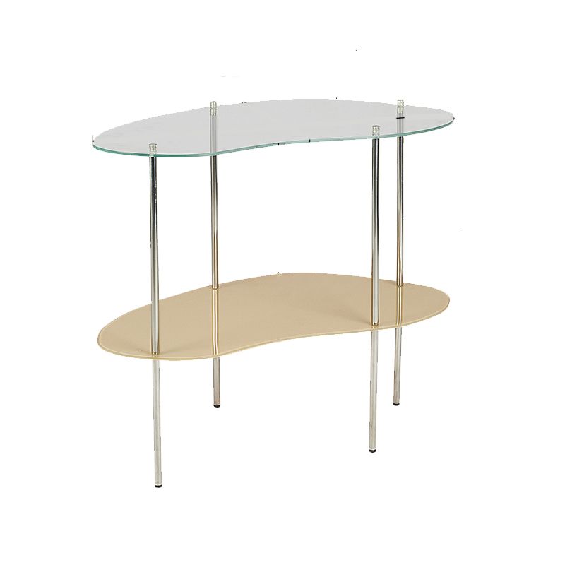 Modern Gambe in vetro 4 gambe a doppio livello tavolino accento a forma naturale