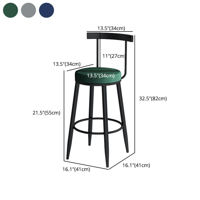Modern Counter Round Bar Stool Armless Velvet Bar Stool with Footrest Iron Base Clearhalo 'Bar Furniture' 'Bar Stools' 'bar_stools' 'furn' 'furn_bar_stools' 'furniture_bar_stools' 'Kitchen & Dining Furniture' 'kitchen&dining_furn' 'kitchen' 'kitchen_furn' Furniture' 1200x1200_74ee3d4f-0f31-4e71-957d-073da026a934