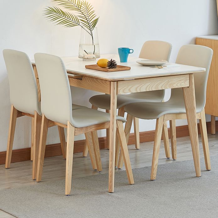 Rectangle Extendable Stone Dining Site Table Traditional Luxury Dinette Table with 4-foot Clearhalo ' dining_table' 'Dining Tables & Seating' 'Dining Tables' 'furn' 'furn_dining_table' 'Furniture' 'furniture_dining_table' 'Kitchen & Dining Furniture' 'kitchen&dining_furn' 'kitchen' 'kitchen_dining_table' 1200x1200_74ef3fd2-d23c-44ec-8a88-9aaa4b885448