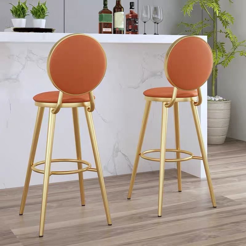 Faux Leather Counter Bar Stool Orange and Gold Bar and Counter Stool Clearhalo 'Bar Furniture' 'Bar Stools' 'bar_stools' 'furn' 'furn_bar_stools' 'Furniture' 'Kitchen & Dining Furniture' 1200x1200_74f20ea4-a5cf-438a-998c-83047397a854