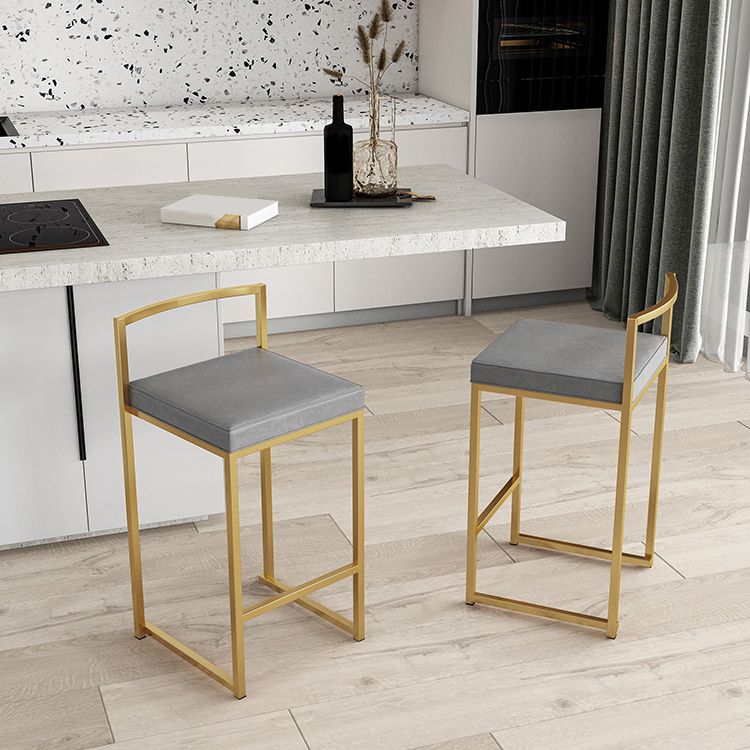 Nordic Backrest Armless Counter Stool Iron Kitchen Bar Stool with Cushion and Pedal Clearhalo 'Bar Furniture' 'Bar Stools' 'bar_stools' 'furn' 'furn_bar_stools' 'Furniture' 'Kitchen & Dining Furniture' 1200x1200_74f2e2c6-1e52-453d-9b83-c0cf7e6e98a4