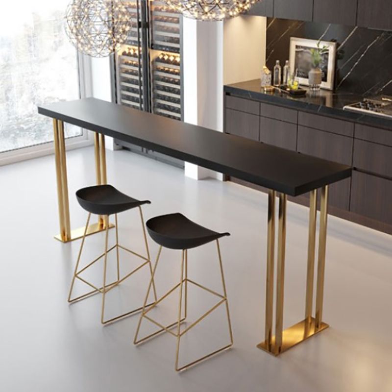 Dining Room Rectangle Wood Top Counter Table Gold Legs Glam Style Bar Table Clearhalo 'Bar Furniture' 'Bar Tables' 'bar_tables' 'furn' 'furn_bar_tables' 'Furniture' 'furniture_bar_tables' 'Kitchen & Dining Furniture' 'kitchen&dining_furn' 'kitchen' 1200x1200_74f34e83-f028-4624-8f60-b3272f52897c