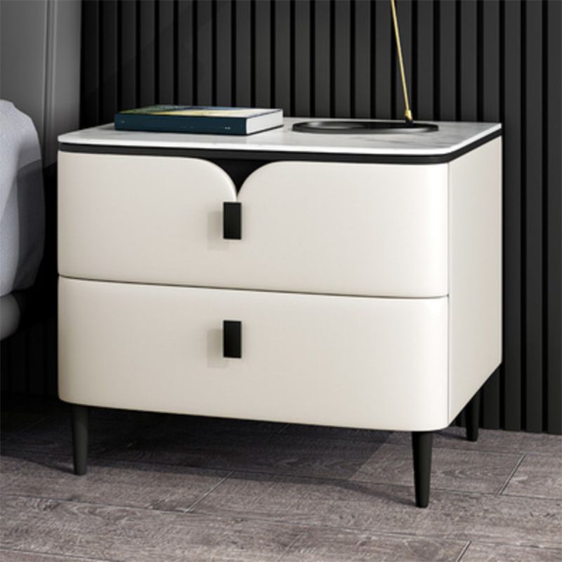 Modern Stone Top Top a 2-Drawer Storage da 18 pollici H Tavolo da notte con gambe