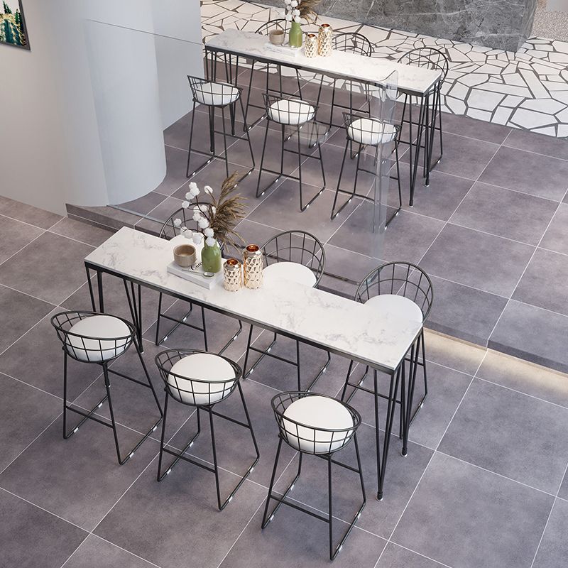 Modern Marble Bar Table with Rectangle Table Top Black Legs Table - 42" H Clearhalo 'Bar Furniture' 'Bar Tables' 'bar_tables' 'furn' 'furn_bar_tables' 'Furniture' 'furniture_bar_tables' 'Kitchen & Dining Furniture' 1200x1200_74f85e0d-9abb-4b71-9b7d-5eff88840213