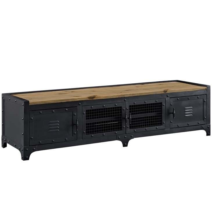 Industrial Iron & Pine Wood TV Stand for TVs 19.69" H 4 Doors TV Console Clearhalo 'furn' 'furn_tv_stands_entertainment_centers' 'Furniture' 'Living Room Furniture' 'TV Stands & Entertainment Centers' 'TV Stands & Media Storage Furniture' 'tv_stands_entertainment_centers' 1200x1200_74f8c188-1f1b-48a4-98cd-ccfe74bed2ea