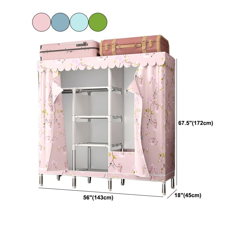 シルバースチールフレームワードローブキャビネットコンテンポラリーホームワードローブ