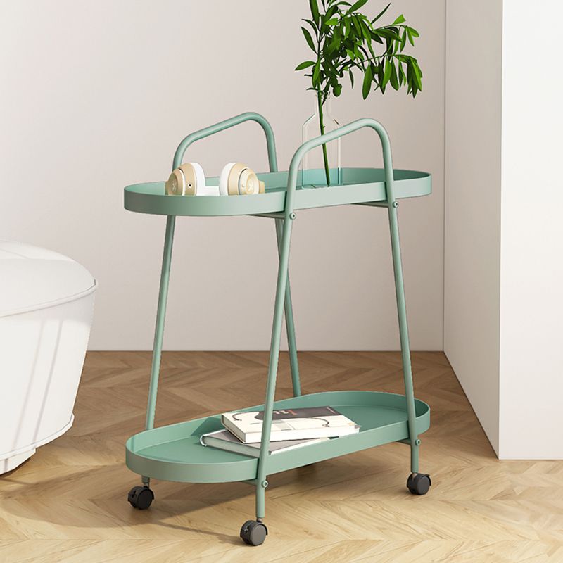 Midden-eeuwse metalen uiteinde bijzettafel ovaal 2-laags hoektafel met opslag