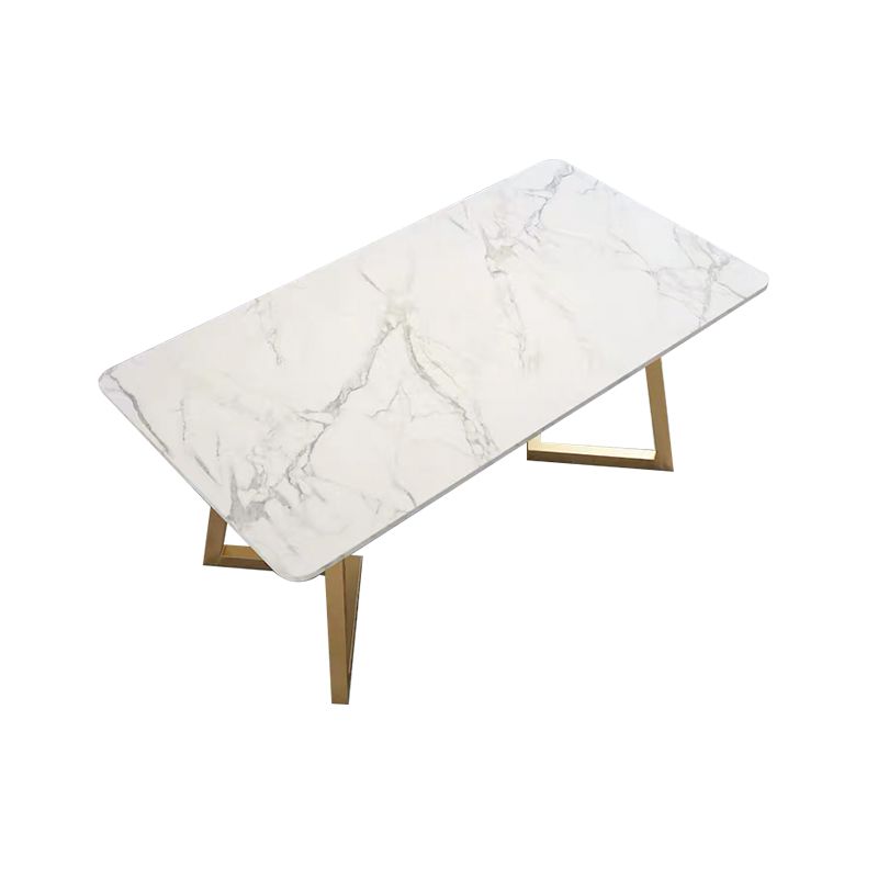 Rectangle Scandinavian Dining Room Set Sintered Stone Top Dining Furniture Set with Metallic Base Clearhalo 'Dining Room Sets' 'Dining Tables & Seating' 'dining_room_set' 'furn' 'furn_dining_room_set' 'Furniture' 'furniture_dining_room_set' 'Kitchen & Dining Furniture' 'kitchen&dining_furn' 'kitchen' 1200x1200_7500af6c-34d4-470e-ad26-22ff9ce0f032