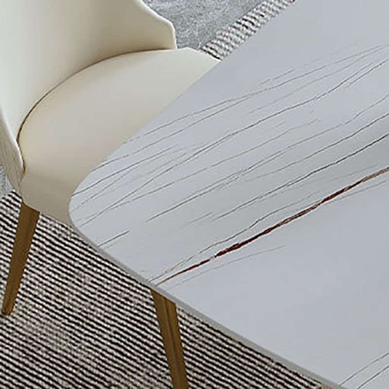 Stone Top Esstisch zeitgenössischer Rechtecktisch mit Schlittenbasis