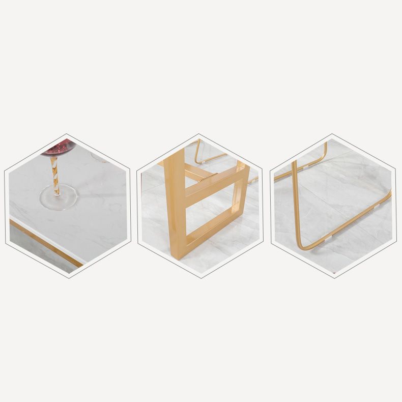 1/2/3/5 pièces Glam Glam Iron Bar Table Set Recangle Bistro Set avec un faux marbre blanc