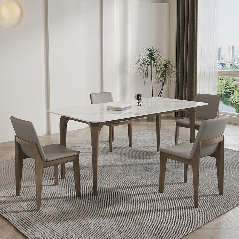 焼結石白ダイニングテーブル工業スタイル4脚のテーブルダイニングルーム用