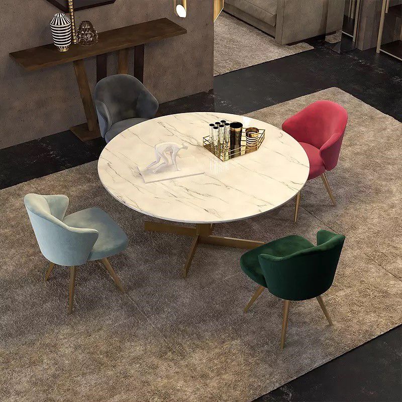 Metal and Stone Table Glam Style Minimalist Round Dining Table for Home Living Room Clearhalo 'Dining Tables & Seating' 'Dining Tables' 'dining_table' 'furn' 'furn_dining_table' 'Furniture' 'Kitchen & Dining Furniture' 1200x1200_750a8d38-f6ca-4b5c-826e-797bf1f818e7
