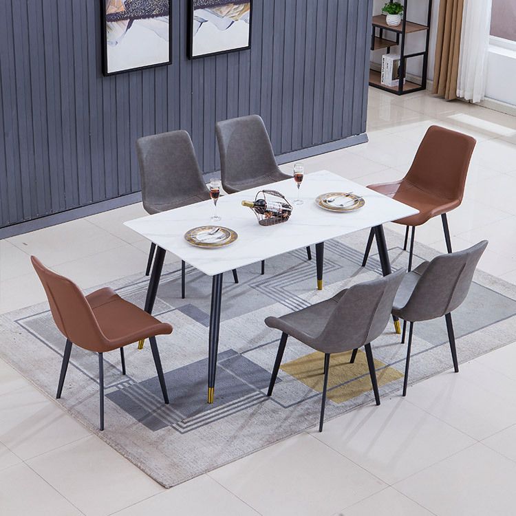 Faux Leather Dining Chairs Contemporary Armless Chairs with Metal Base Clearhalo 'Dining Chairs' 'Dining Tables & Seating' 'dining_chair' 'furn' 'furn_dining_chair' 'Furniture' 'Kitchen & Dining Furniture' 1200x1200_750ab6df-ab8e-4781-9b27-d7ced3b29a14