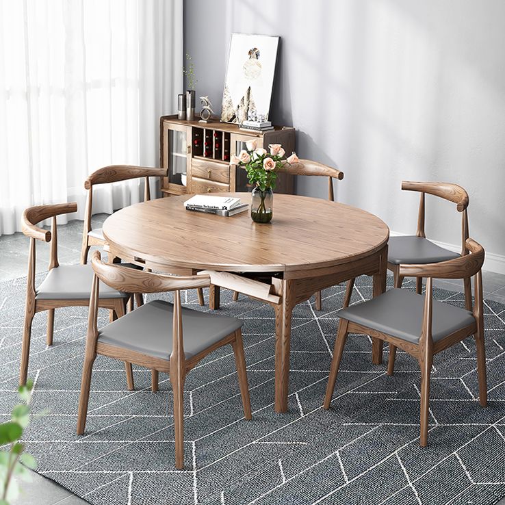 Modern Brown Dining Table Round Solid Wood Dining Table with 4 Legs for Home Clearhalo ' dining_table' 'Dining Tables & Seating' 'Dining Tables' 'furn' 'furn_dining_table' 'Furniture' 'furniture_dining_table' 'Kitchen & Dining Furniture' 'kitchen&dining_furn' 'kitchen' 'kitchen_dining_table' 1200x1200_750b3a1e-659c-48c9-9a11-8e2b3b338963