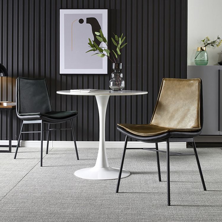 Industrial Style Leather Dining Chairs Solid Back Armless Side Chairs (Set of 2) Clearhalo ' kitchen&dining_furn' 'Dining Chairs' 'Dining Tables & Seating' 'dining_chair' 'furn' 'furn_dining_chair' 'Furniture' 'furniture_dining_chair' 'Kitchen & Dining Furniture' 'kitchen' 1200x1200_750b9796-f7ef-4f89-835f-4240f620ce16