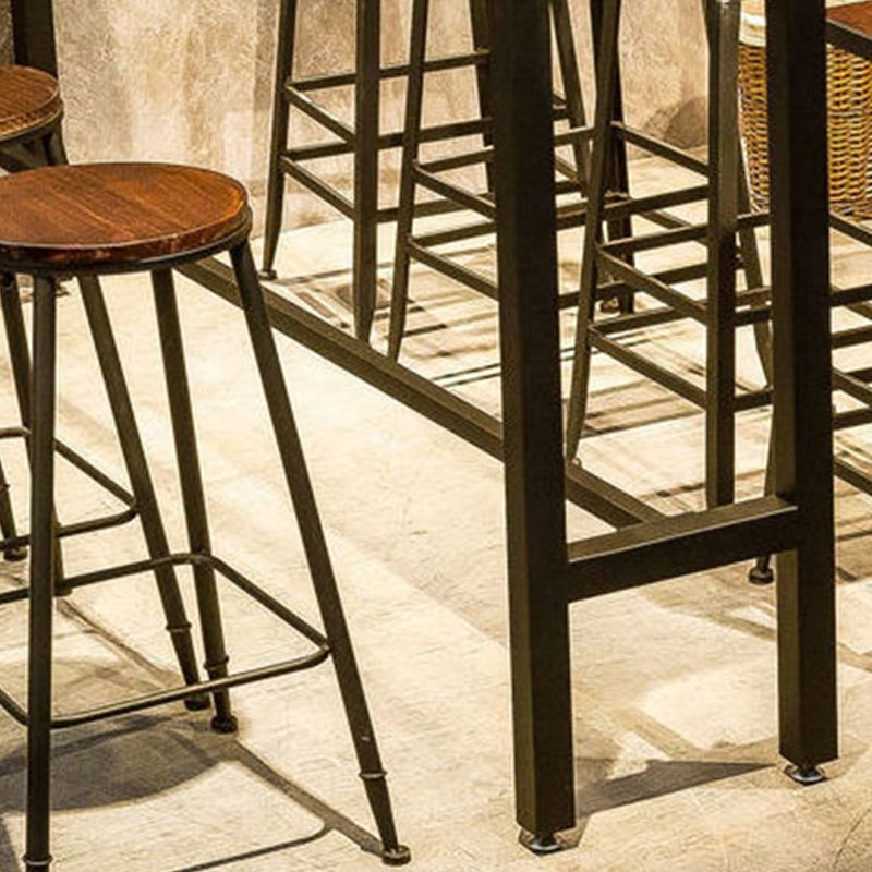 Solid Wood Bar Table Industrial Bar Dining Table with Trestle Base in Black Clearhalo 'Bar Furniture' 'Bar Tables' 'bar_tables' 'furn' 'furn_bar_tables' 'Furniture' 'furniture_bar_tables' 'Kitchen & Dining Furniture' 1200x1200_750d1bcd-4fda-4076-bb35-192811ed94ce