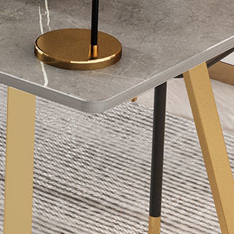 Glam -Schreibtisch Stein rechteckig 29,53 "großer Büroschreibtisch mit goldenen Beinen