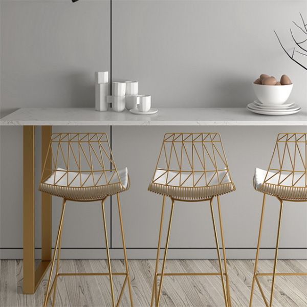 Glam Rectangle Bar Table Faux Marble Trestle Base Bistro Bar Desk Clearhalo 'Bar Furniture' 'Bar Tables' 'bar_tables' 'furn' 'furn_bar_tables' 'Furniture' 'Kitchen & Dining Furniture' 1200x1200_7510cb27-7d16-4451-ba1f-5c962b8942c7