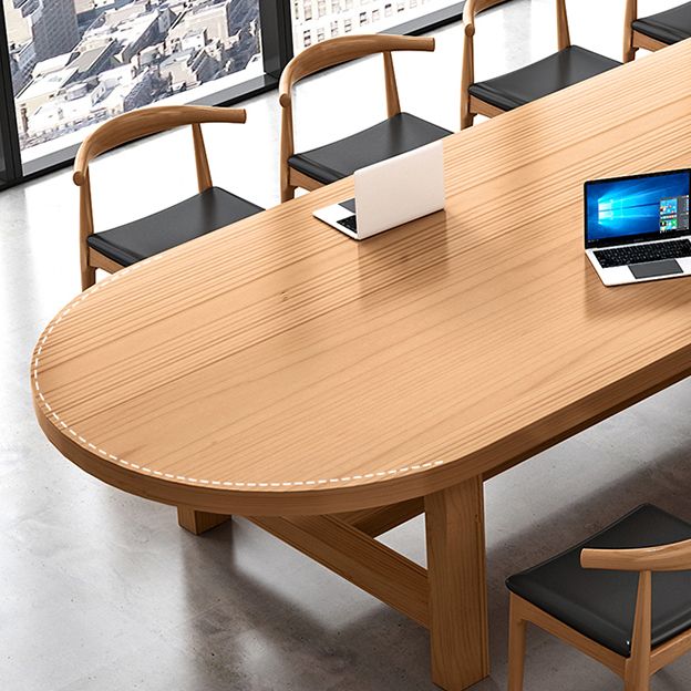 Moderna mesa de comedor de caballete ovalado Muebles de cocina para el hogar de madera maciza muebles